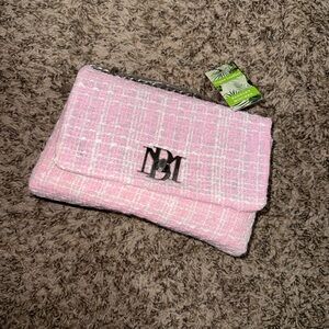 Badgley Mischka Pink Tweed Clutch with Silver Accent